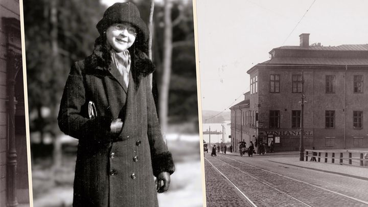 Senta Zamore. Foto: Zamoreska släktföreningens arkiv/Riksarkivet. Hörnet Hornsgatan och Götgatan. Foto: Axel Swinhufvud/Spårvägsmuseet.