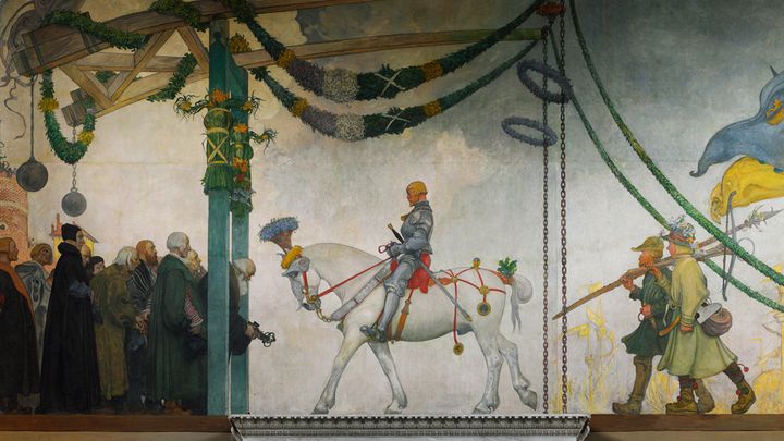 Familjevandring i Gustav Vasas spår: Carl Larssons ”Gustav Vasas intåg i Stockholm 1523”, Nationalmuseum i Stockholm.