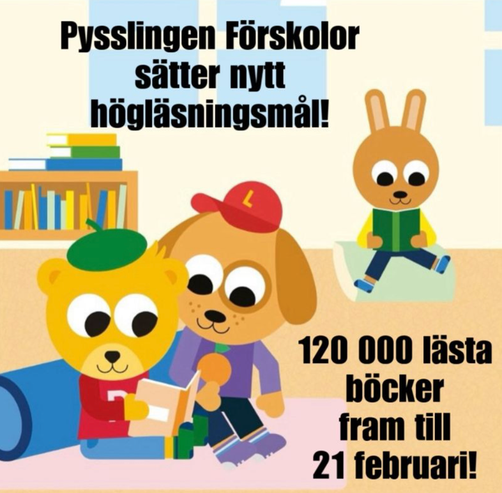 Pysslingen Förskolor ska läsa 120 000 böcker fram till 21 februari