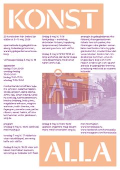 Affisch med program Konst åt alla i Örebro län, Spannarboda bygdegård, Sveaborg