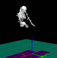 Mätningar i Laboratorium för rörelseanalys som det ser ut i det tredimensionella motioncapture-systemet. Foto: Pontus Nord / Region Örebro län.