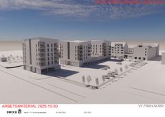 Illustration av nya Folktandvården samt personalbostäder i Kiruna