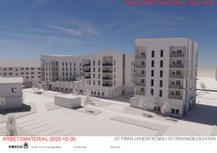 Illustration av nya Folktandvården samt personalbostäder i Kiruna