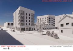 Illustration av nya Folktandvården samt personalbostäder i Kiruna