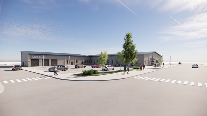 Så här kommer den nya hälsocentralen i Älvsbyn att se ut, sett från parkeringen.