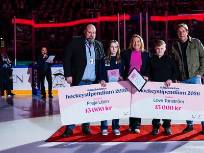 Carl-Magnus Larsson (LHC), Freja Lönn (stipendiat), Heidi Berger (Stångåstaden), Love Tonström (stipendiat) och Fredrik Törnqvist (Stångåstaden)