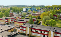 Drönarvy över stadsdelen Ryd. Foto Stångåstaden