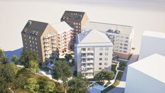 Gårdsvy Djurgården Jägarförbandet. Illustration av WinellJern