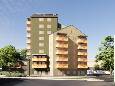 Fasad Kv. Omtanken Gottfridsberg i Linköping_Illustration av M5 arkitektur AB
