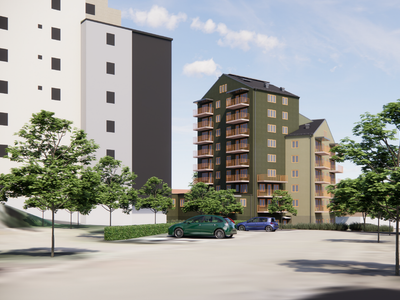 Kvarteret Omtanken Gottfridsberg. Illustration av M5 arkitektur AB