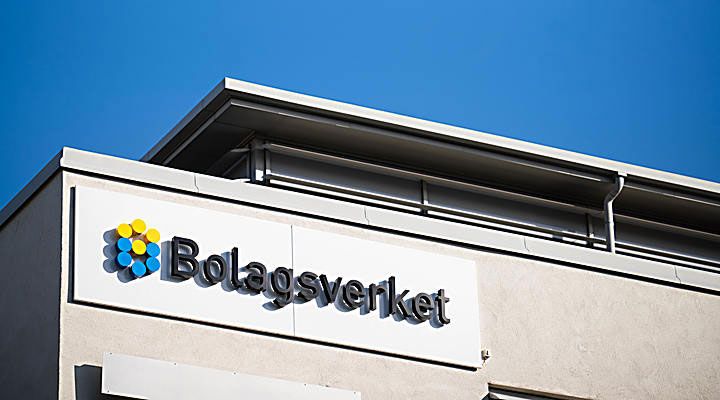 Byggnad med Bolagsverkets logotyp.