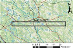 Mätområde i Norrbotten. Mätningarna sker med flygplan.