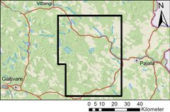 Mätområde i Norrbotten. Mätningarna sker med flygplan.