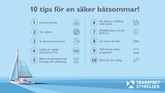 Punktlista med 10 tips för en säker båtsommar.