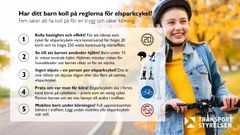 Infografik med regler att ha koll på för elsparcyklister.