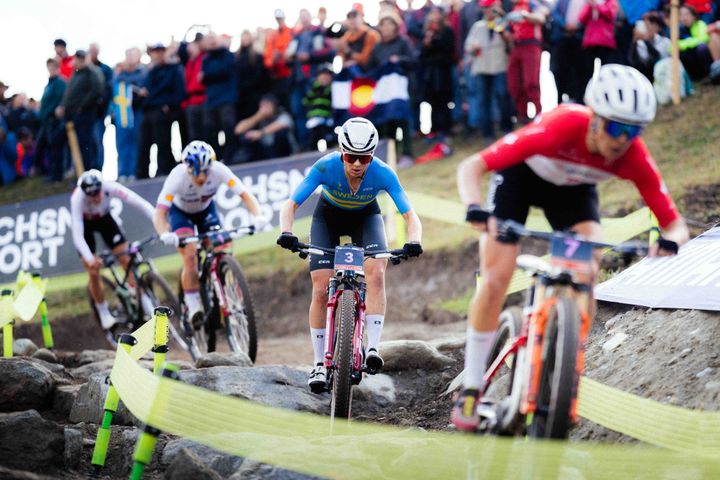 Jenny Rissveds i het VM-duell i XCC-loppet i Zermatt.
