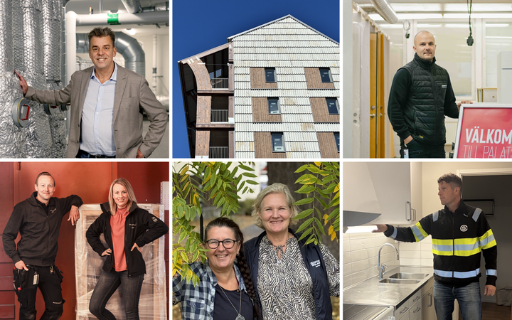 Bilden; överst från vänster: Jonas Tannerstad, Örebrobostäder; Kvarteret Återbruket, Framtiden Byggutveckling; Mathias Olsson, Bostads AB Mimer. Nederst från vänster: Linnea Håkansson och Kalle Fransson på Finnvedsbostäder; Akko Karlsson och Pia Jurell, Västerviks Bostads AB; LysekilsBostäder.