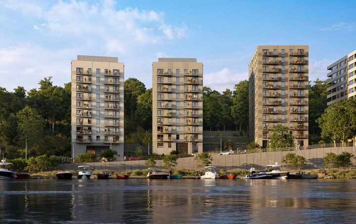 Illustrationsbild på hyresrätterna som ska byggas mittemot Karlbergs slott