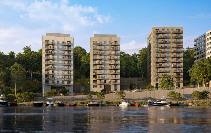 Visualiseringsbild, kvarteret Bardisanen 1 där vi planerar för 145 hyresrätter med utsikt över Karlbergssjön