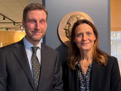 Stefan Ränk, koncernchef för Einar Mattsson och Anna Rastner, museichef för Nobelprismuseet.