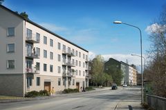 Visionsbild på de nya Stockholmshusen längs med Mårbackagatan.