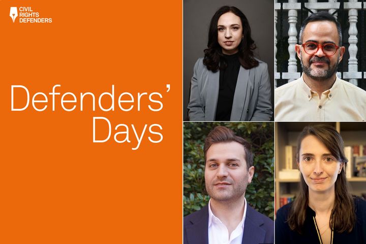 Några av deltagarna på årets människorättskonferens, Defenders' Days 2026. Alina Pavliuk längst upp till vänster.
