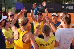 Damlandslaget jublar efter avancemanget till playoff.