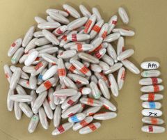 En del av kapslarna i strumpa 2.