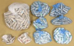 Strumpa nummer 3 innehöll nio plastpåsar med narkotika.