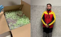 En av de fem lådor med heroin och cannabisharts som hittades i det falska fraktbudets fordon.