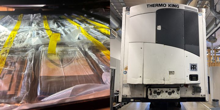 Dolt utrymme i botten på kyltrailern användes för omfattande kokainsmuggling.