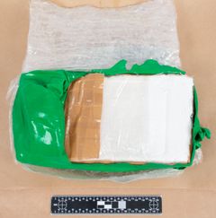 Varje paket bestod av cirka ett kilo hårt pressat kokain. Nästan samtliga var inslagna i transparent plastfolie och grönfärgade gummiballonger för att klara sig mot väta.
