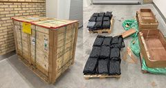 Lastpallen med bord från USA innehöll 36 paket med drygt 32 kilo cannabis