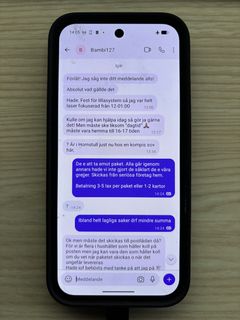 Exempel på en chattkonversation där uppdragsgivaren är avsändare. Foto: Tullverket.