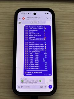 Annons med meny på preparat som såldes och priser. Foto: Tullverket.