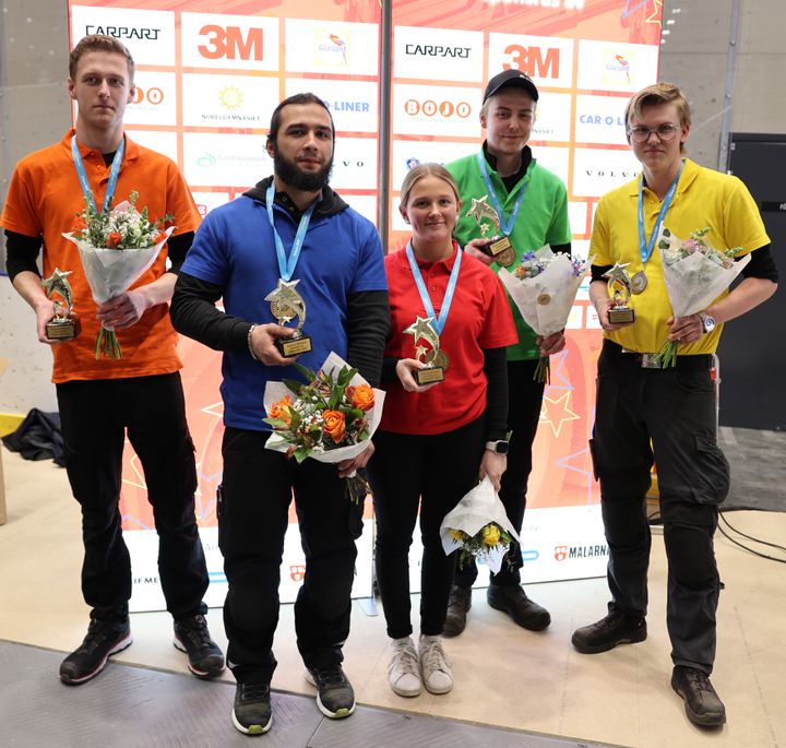 Från vänster: Victor Almhill, Abdullah Tumturk, Frida Karlsson, Nils Holm, Henrik Gustafsson