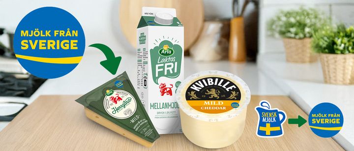 Om några veckor hittar du Arlaprodukter med Från Sverige-märkningen i matbutikernas mejerikylar. Foto: Arla