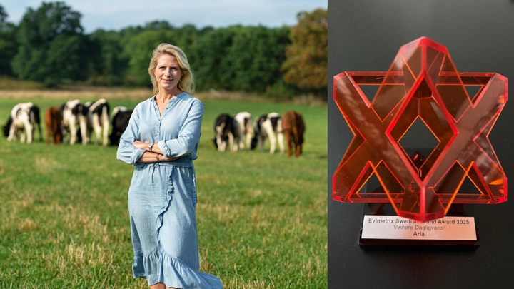 Kristina Hammerö, Arla, och utmärkelsen Swedish Brand Award 2025. Foto: Arla