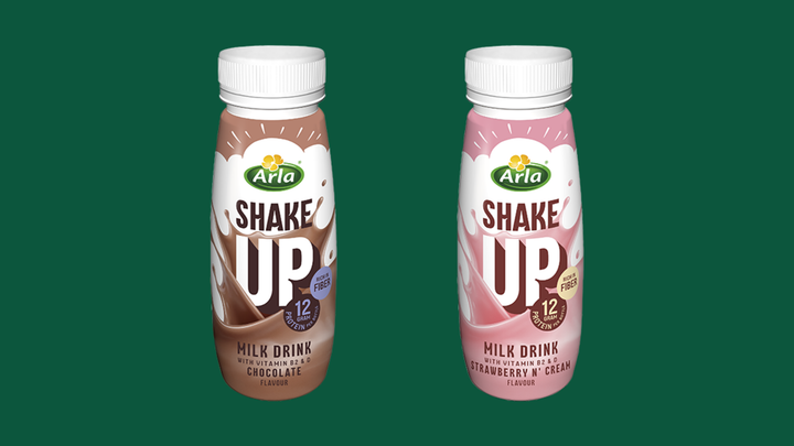 Arlas nyhet ShakeUP är en proteinrik, laktosfri mjölkdryck berikad med fibrer och vitaminer. Foto: Arla.