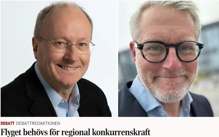 SRF och SBTA skriver en debattartikel om inrikesflygets omställning i Dagens Industri