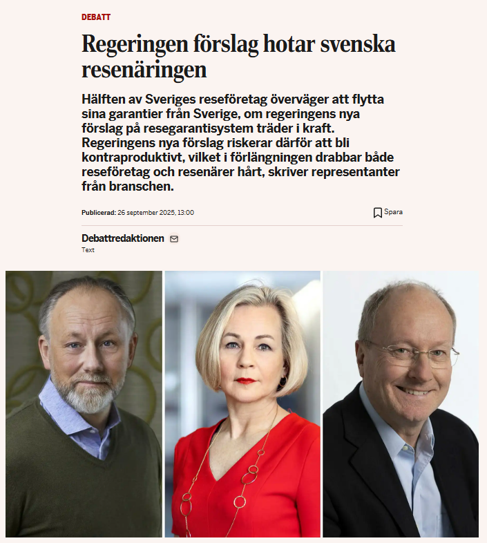 Visita, SRF och Bussföretagen: Regeringen förslag hotar svenska resenäringen