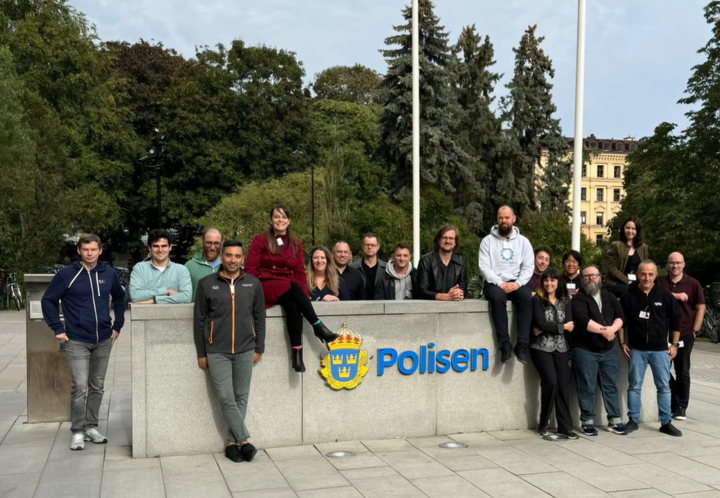 The project team outside the Swedish Police Authority in Stockholm, Sweden.