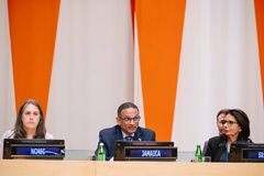 Susan Kennedy, Director, Community Engagement, National Center for Missing & Exploited Children, Ambassador Brian Wallace, Permanent Representative of Jamaica, Najat Maalla M’jid, Special Representative of the Secretary-General on Violence against Children. Leaving No One Behind: United Nations High-Level Event on Ending Violence Against Children.