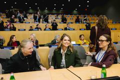 Ambassador Nicola Clase, Permanent Representative of Sweden to the United Nations, Her Royal Highness Princess Madeleine of Sweden, Paula Guillet de Monthoux, Secretary-General, World Childhood Foundation. Leaving No One Behind: United Nations High-Level Event on Ending Violence Against Children