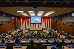Amina J. Mohammed, Deputy Secretary-General of the United Nations with a video message. Leaving No One Behind: United Nations High-Level Event on Ending Violence Against Children