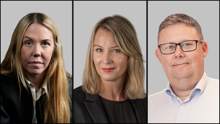 Finalister till Childhoodpriset 2025 - World Childhood Foundation. Från vänster: Elin Nelly, Jessica Wenna, Jörgen Skarin.