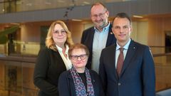 Kommunstyrelsens ordförande Erik Andersson (M) med kommunalråden Thomas Helleday (L), Annica Nordgren (C) och Eva von Wowern (KD).