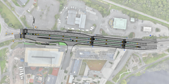 Satellitbild med översikt över en gata, där nya filer och övergångsställen är markerade.