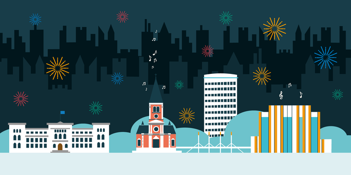 illustration av nyårsraketer över jönköping.