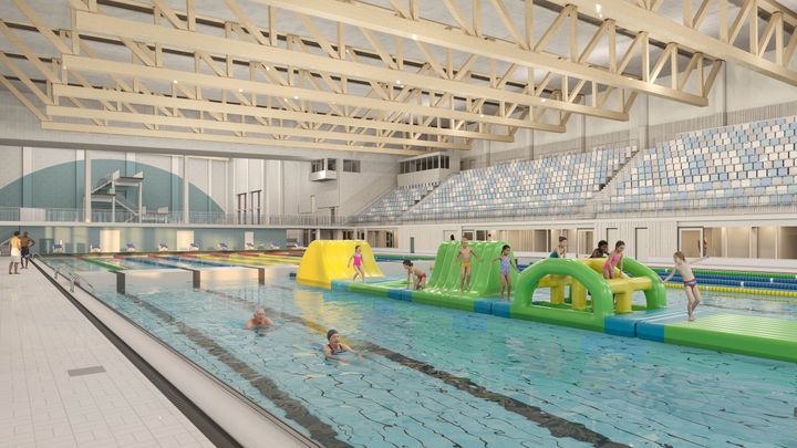 50-metersbassäng med hinderbana